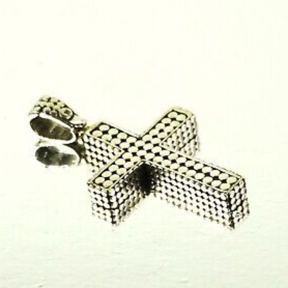 JOHN HARDY Sterling Silver 18K Gold Cross Reversible Pendant & Chain Necklace - Picture 3 of 12